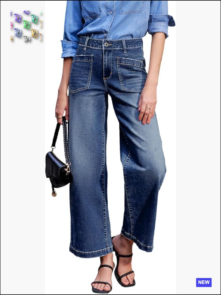 High Waisted Wide Leg Stretchy Jeans Straight Leg Ankle Denim Pants Casual